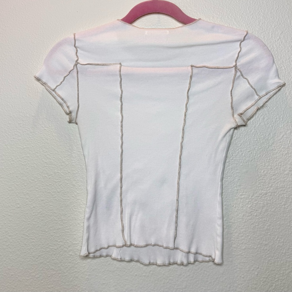 Reformation Cream Short Sleeve Knit Top - Picture 2 of 9